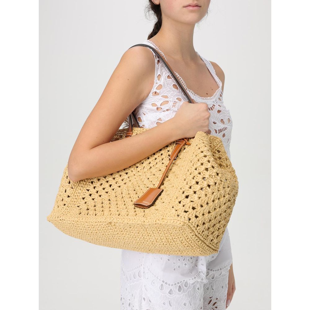Beige Lederhandtasche