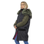 Gray Leather Women Bomber Jacket