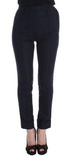 Blaue Freizeithose aus Schurwolle im Slim Fit