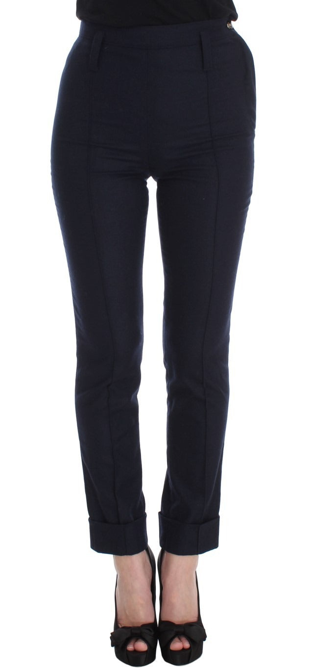 Blaue Freizeithose aus Schurwolle im Slim Fit