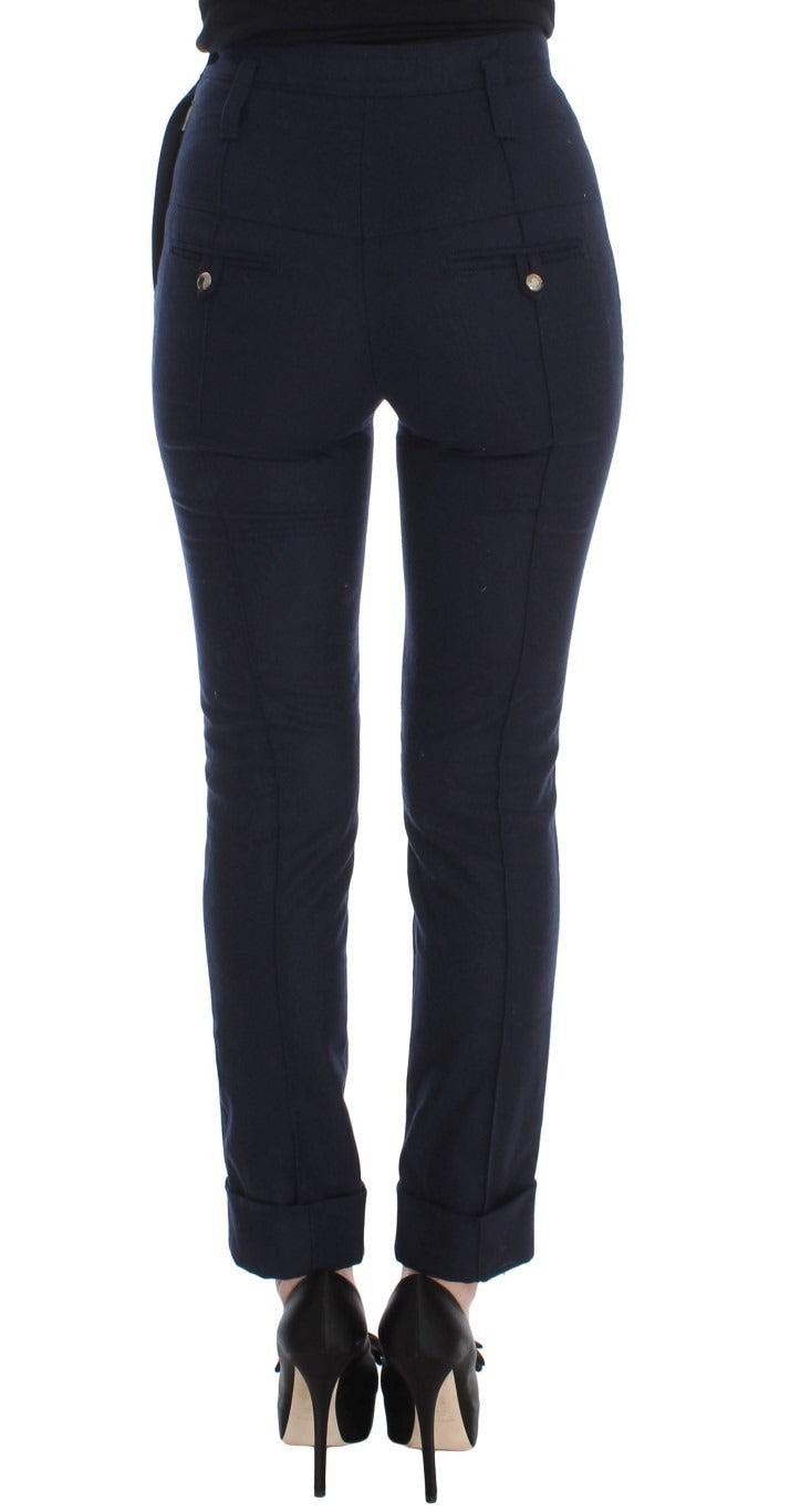 Blaue Freizeithose aus Schurwolle im Slim Fit