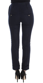 Blaue Freizeithose aus Schurwolle im Slim Fit