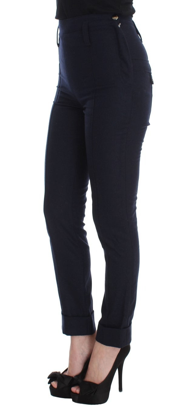 Blaue Freizeithose aus Schurwolle im Slim Fit
