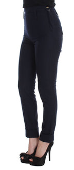 Blaue Freizeithose aus Schurwolle im Slim Fit