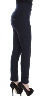 Blaue Freizeithose aus Schurwolle im Slim Fit