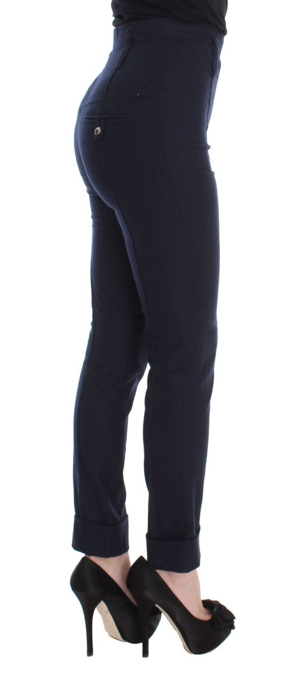 Blaue Freizeithose aus Schurwolle im Slim Fit
