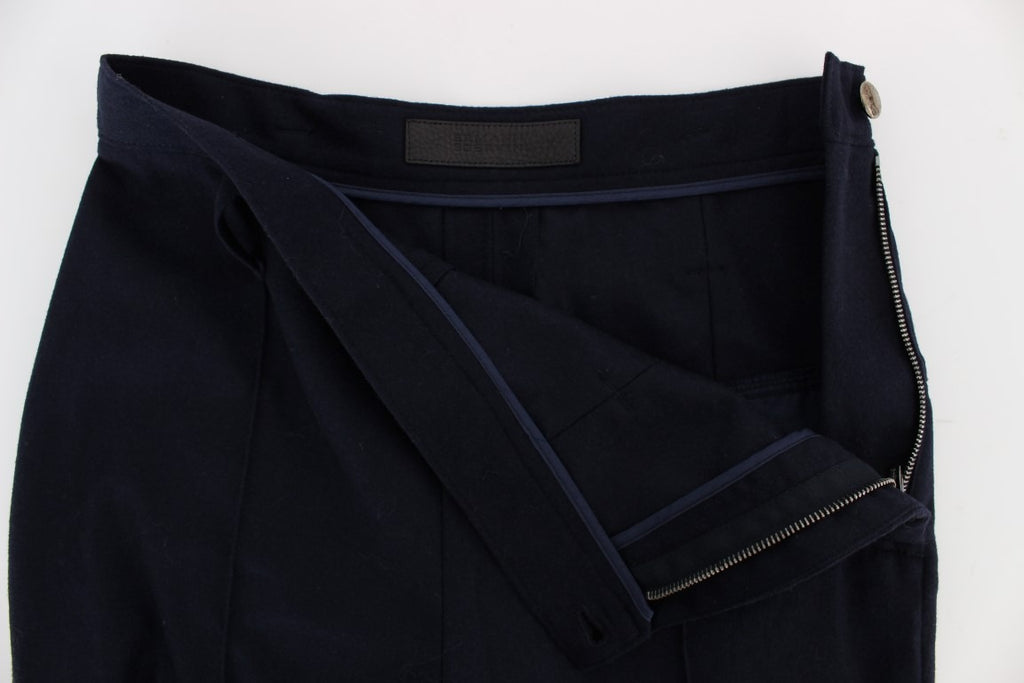 Blaue Freizeithose aus Schurwolle im Slim Fit