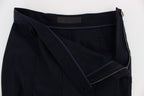 Blaue Freizeithose aus Schurwolle im Slim Fit