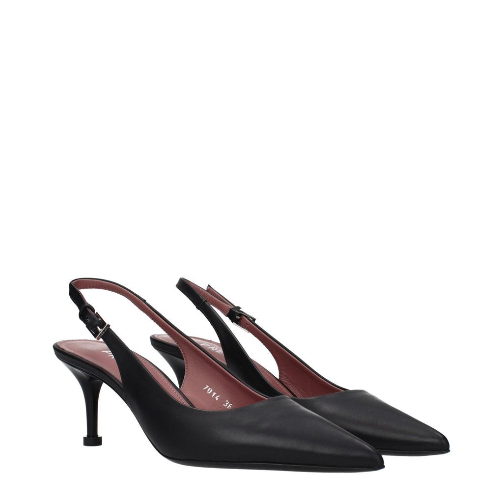 Schwarze Leder-Plateaupumps