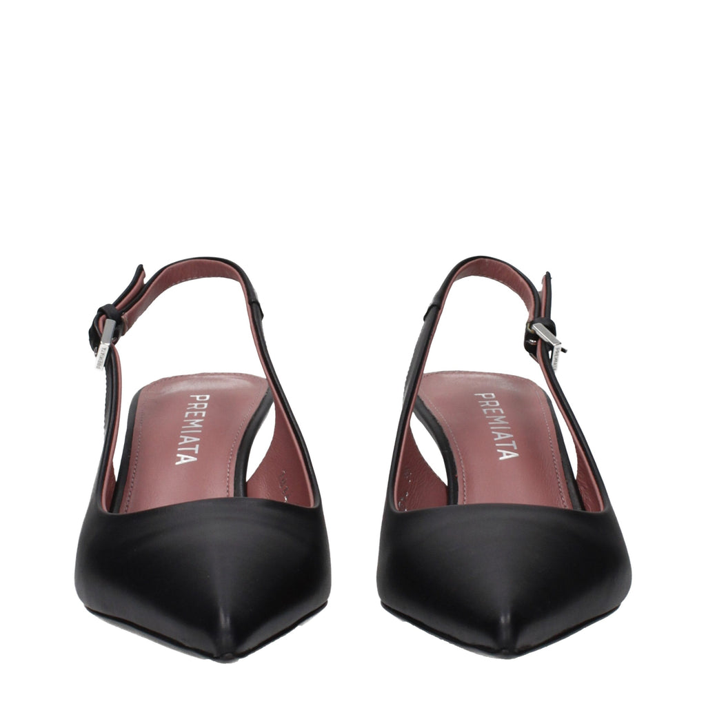 Schwarze Leder-Plateaupumps