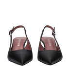 Schwarze Leder-Plateaupumps