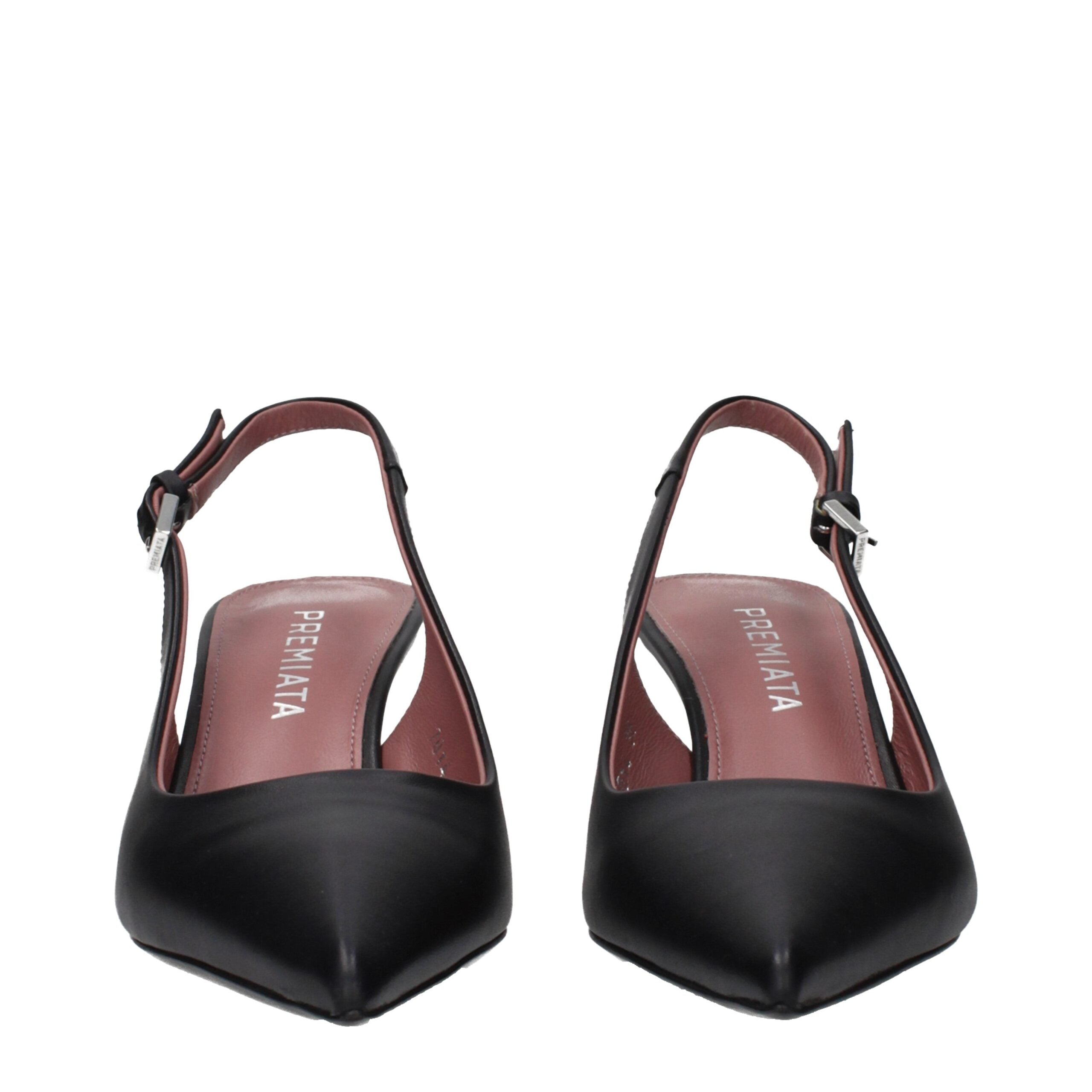 Schwarze Leder-Plateaupumps