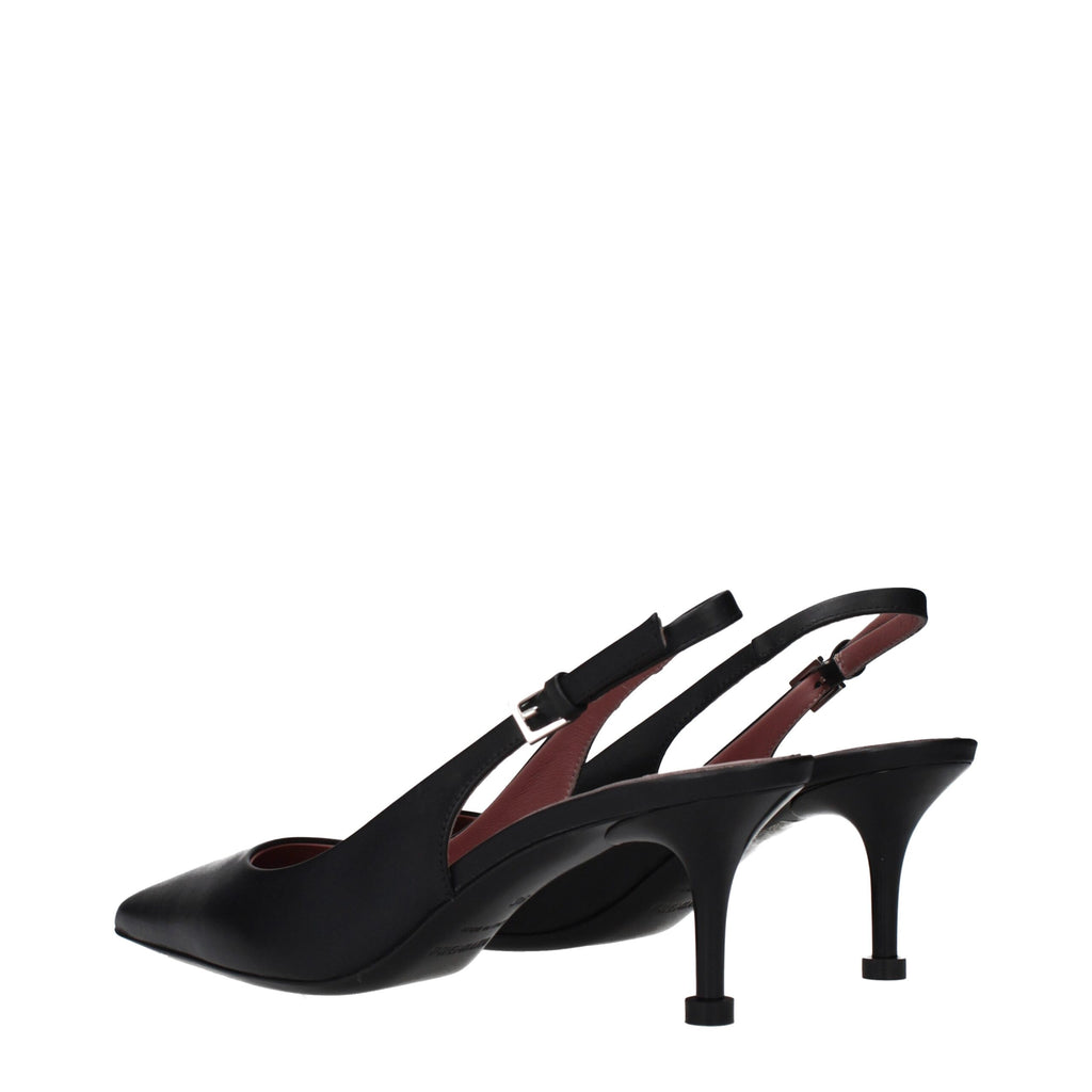Schwarze Leder-Plateaupumps