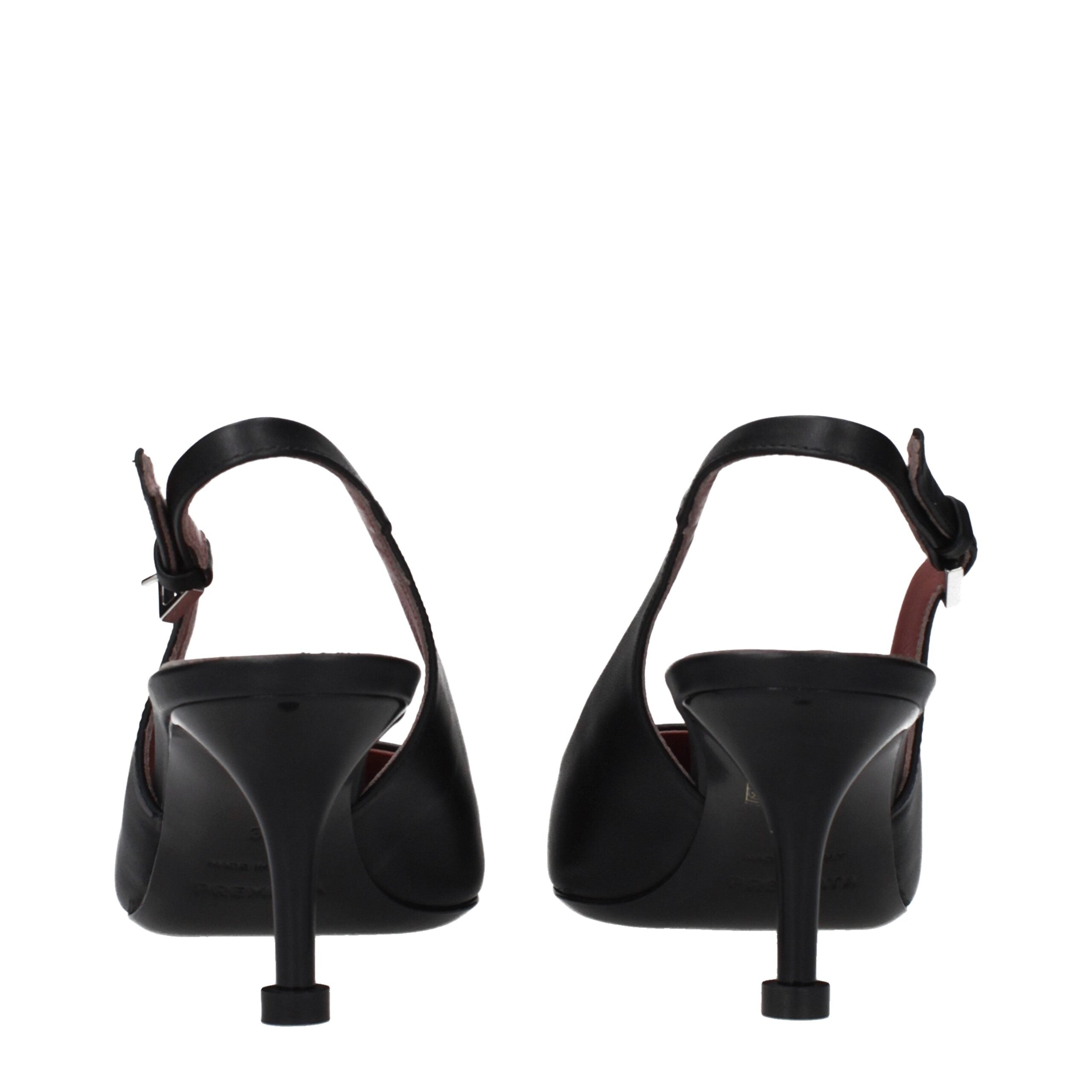 Schwarze Leder-Plateaupumps