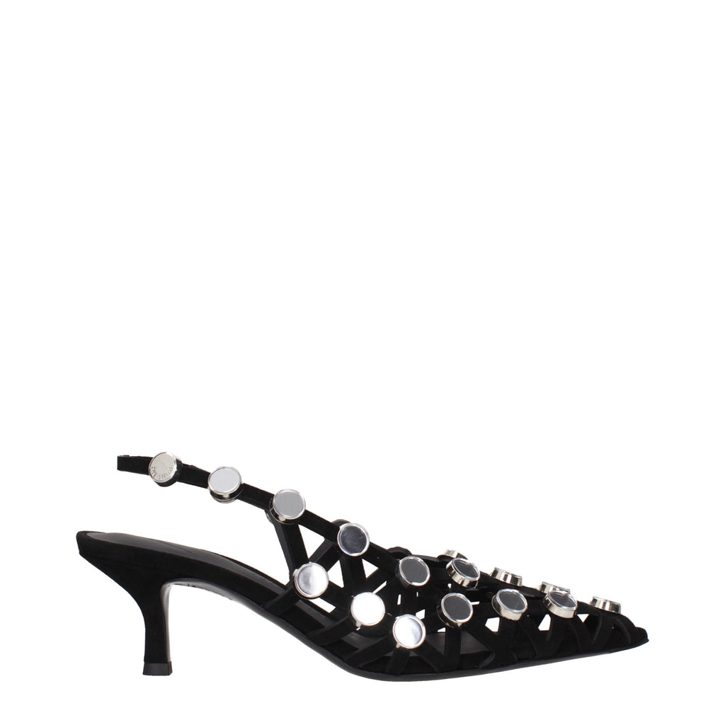 Schwarze Stiletto-Sandalen aus Leder