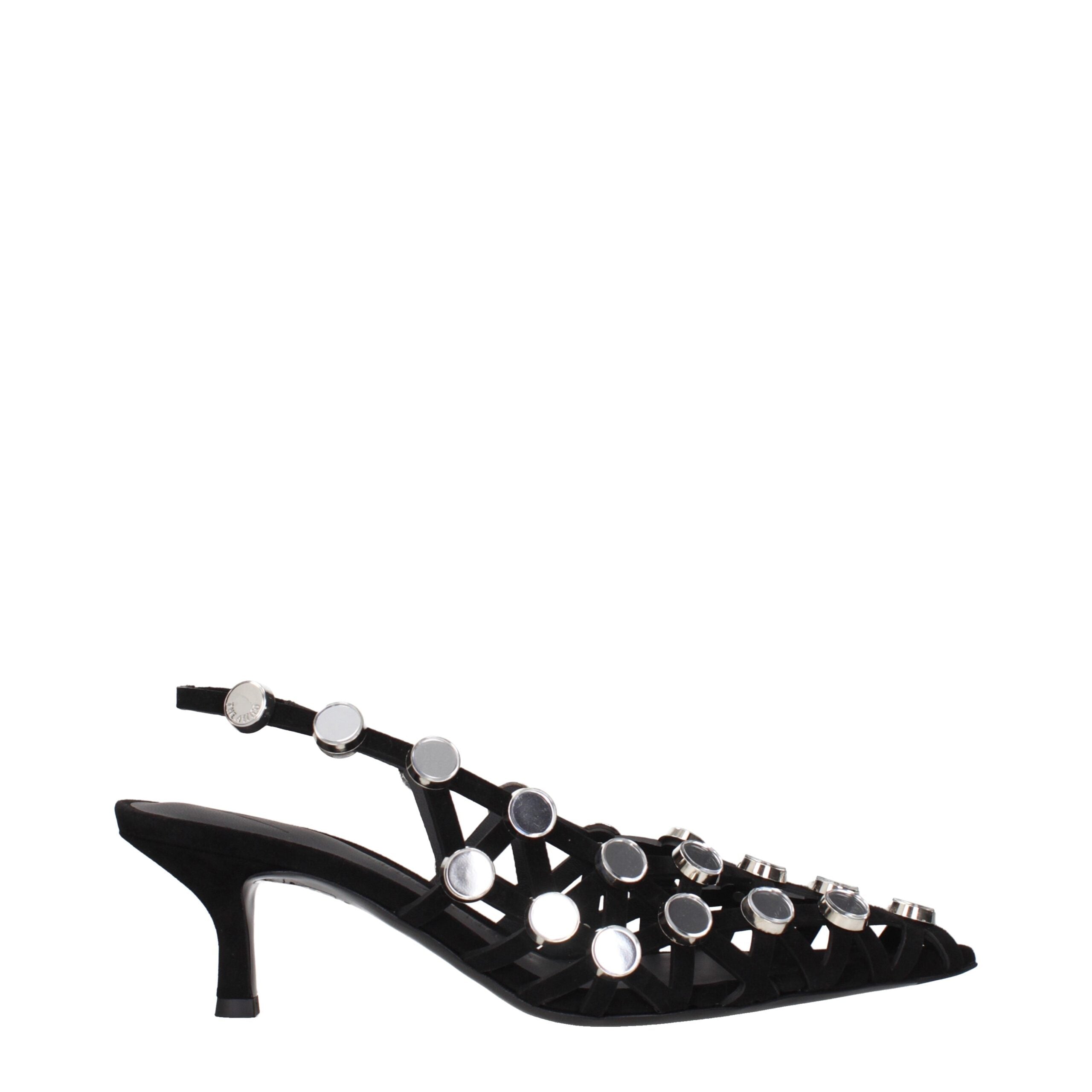 Schwarze Stiletto-Sandalen aus Leder