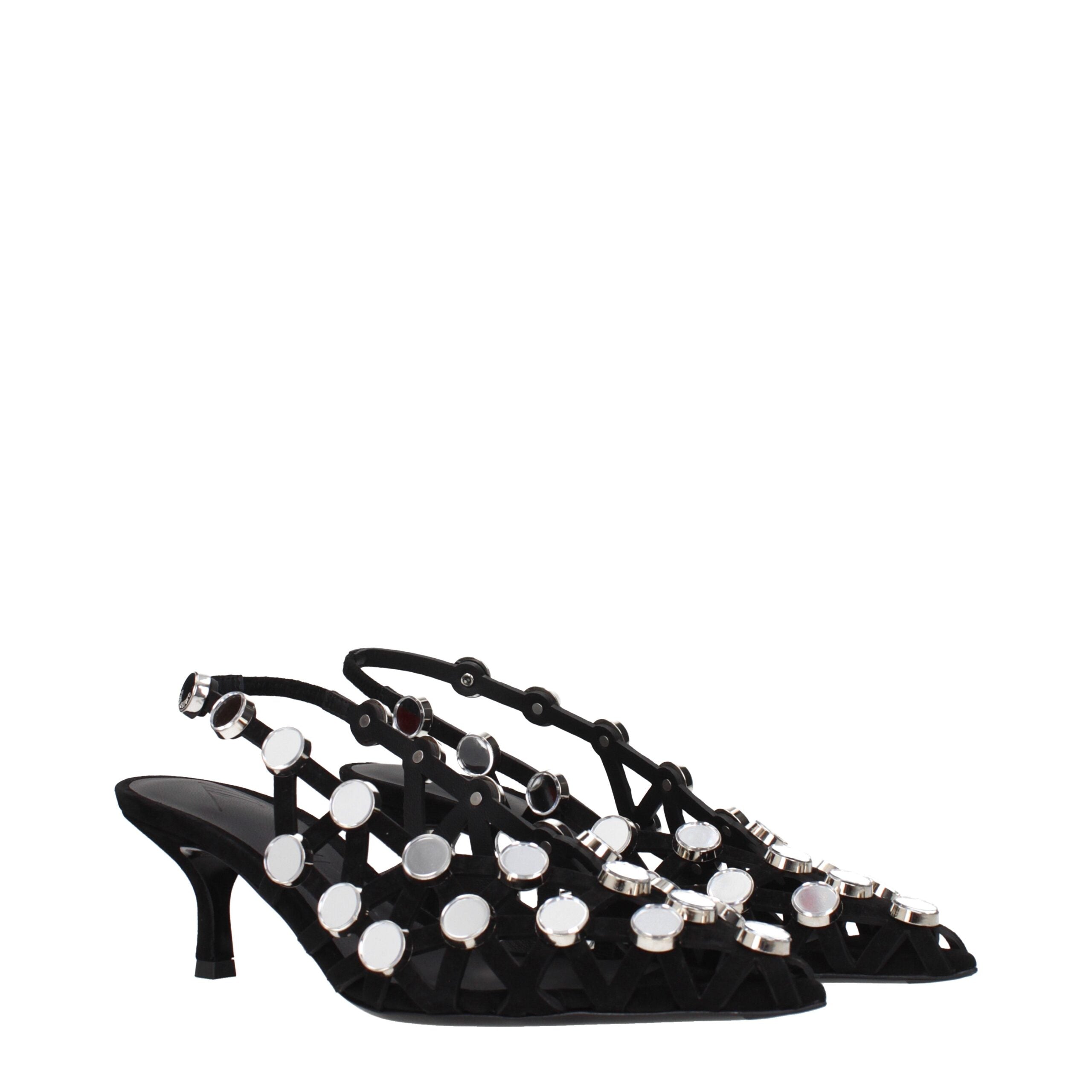 Schwarze Stiletto-Sandalen aus Leder