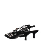 Schwarze Stiletto-Sandalen aus Leder
