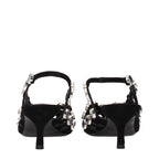 Schwarze Stiletto-Sandalen aus Leder
