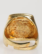 Goldfarbene Ringe aus echtem Messing mit schwarzer Emaille und „J“, verstellbar