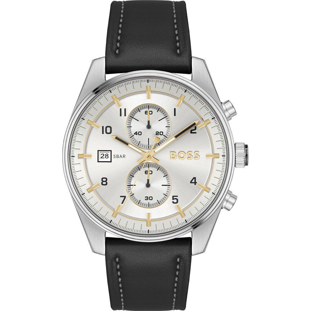 Orologio elegante in pelle nera