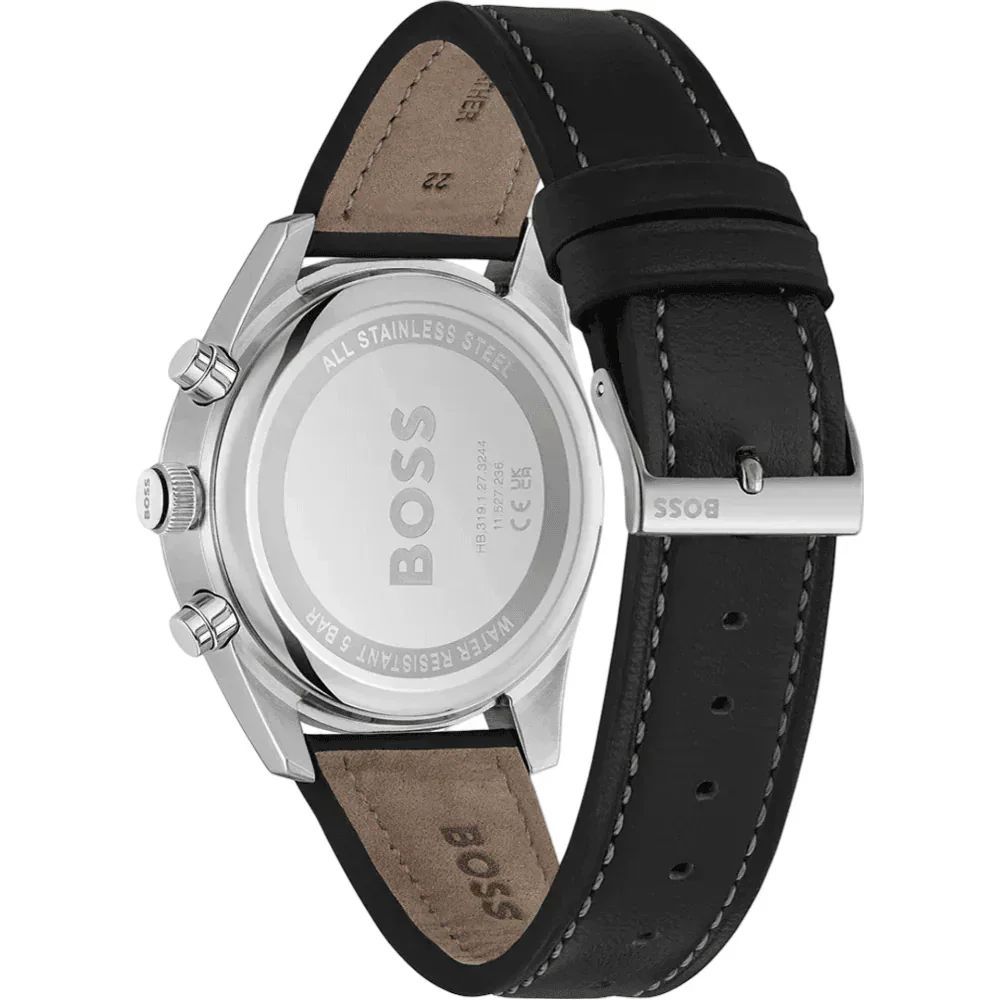 Orologio elegante in pelle nera