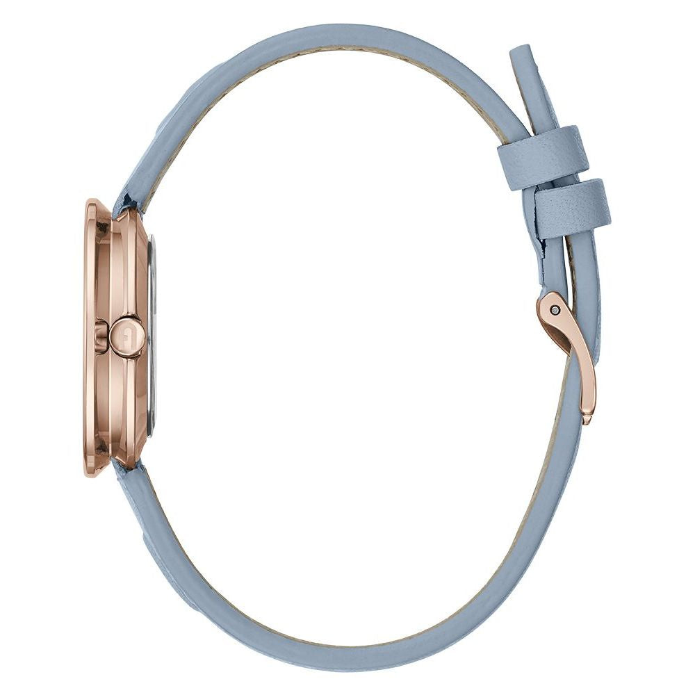 Blaue Lederarmbanduhr
