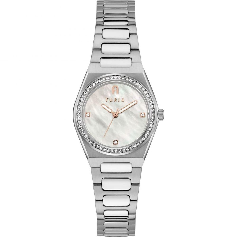 Graue Edelstahl-Armbanduhr