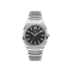Graue Edelstahl-Armbanduhr