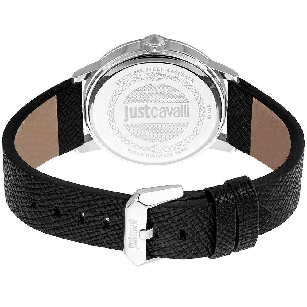 Schwarze Lederarmbanduhr