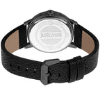 Schwarze Lederarmbanduhr