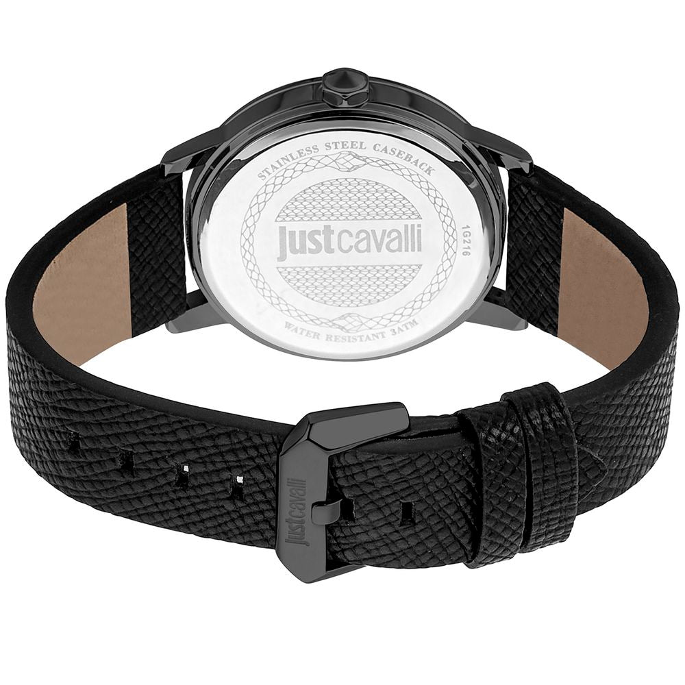 Schwarze Lederarmbanduhr