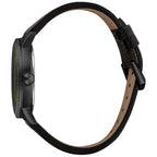 Schwarze Lederarmbanduhr