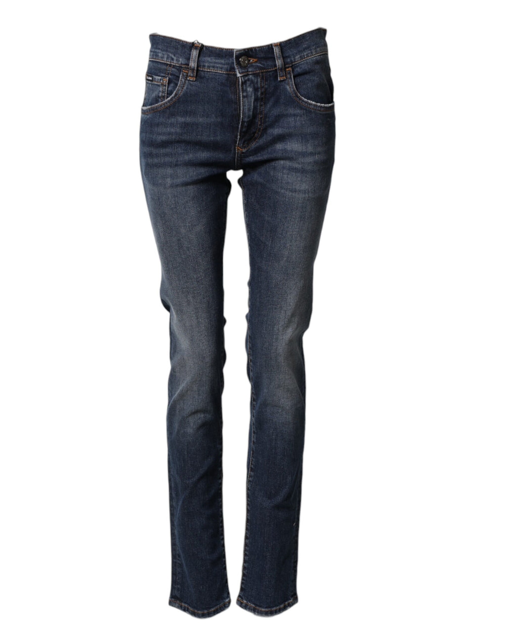Blue Cotton Stretch Skinny Herren-Jeans aus Denim