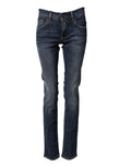 Blue Cotton Stretch Skinny Herren-Jeans aus Denim