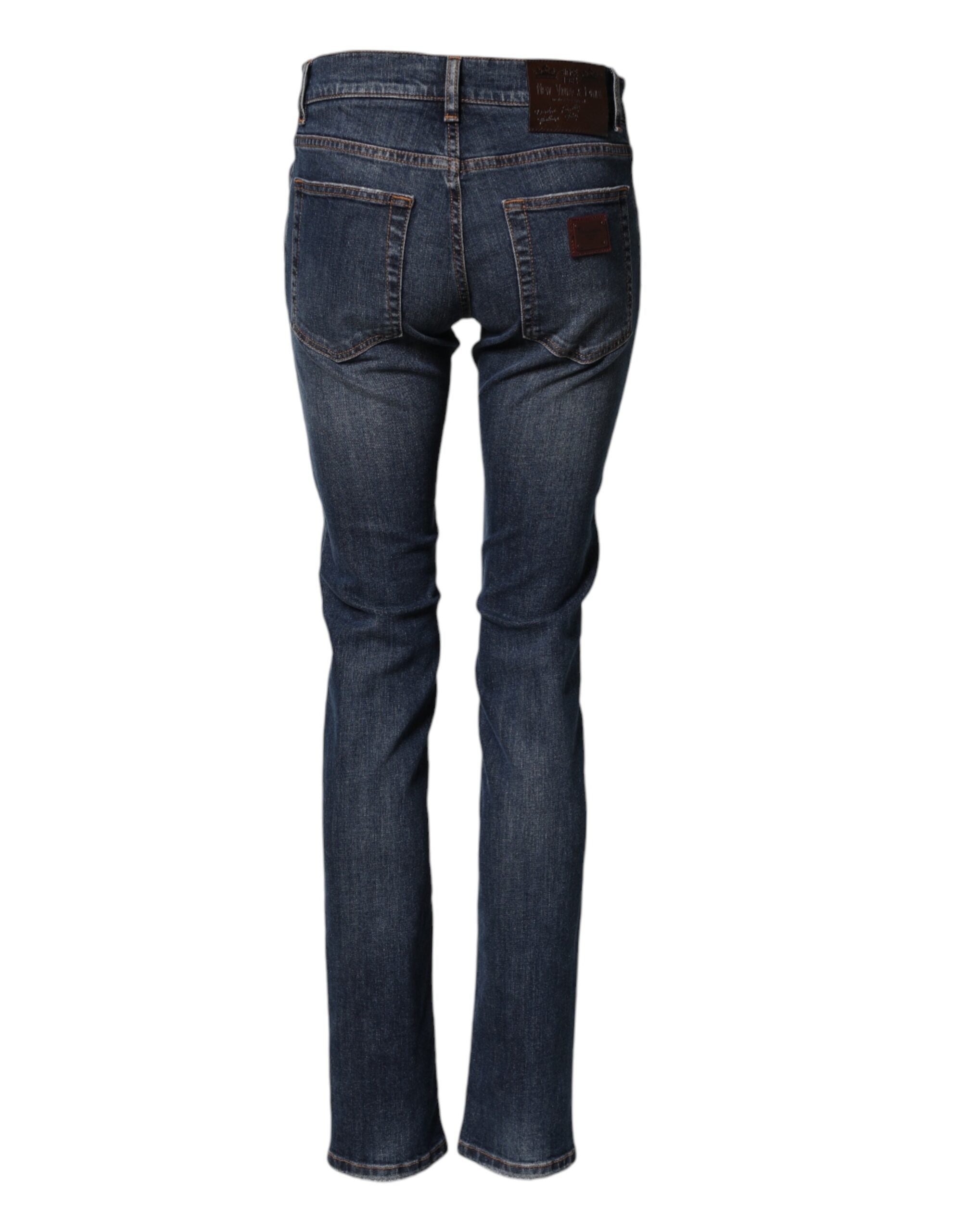 Blue Cotton Stretch Skinny Herren-Jeans aus Denim