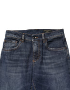 Blue Cotton Stretch Skinny Herren-Jeans aus Denim