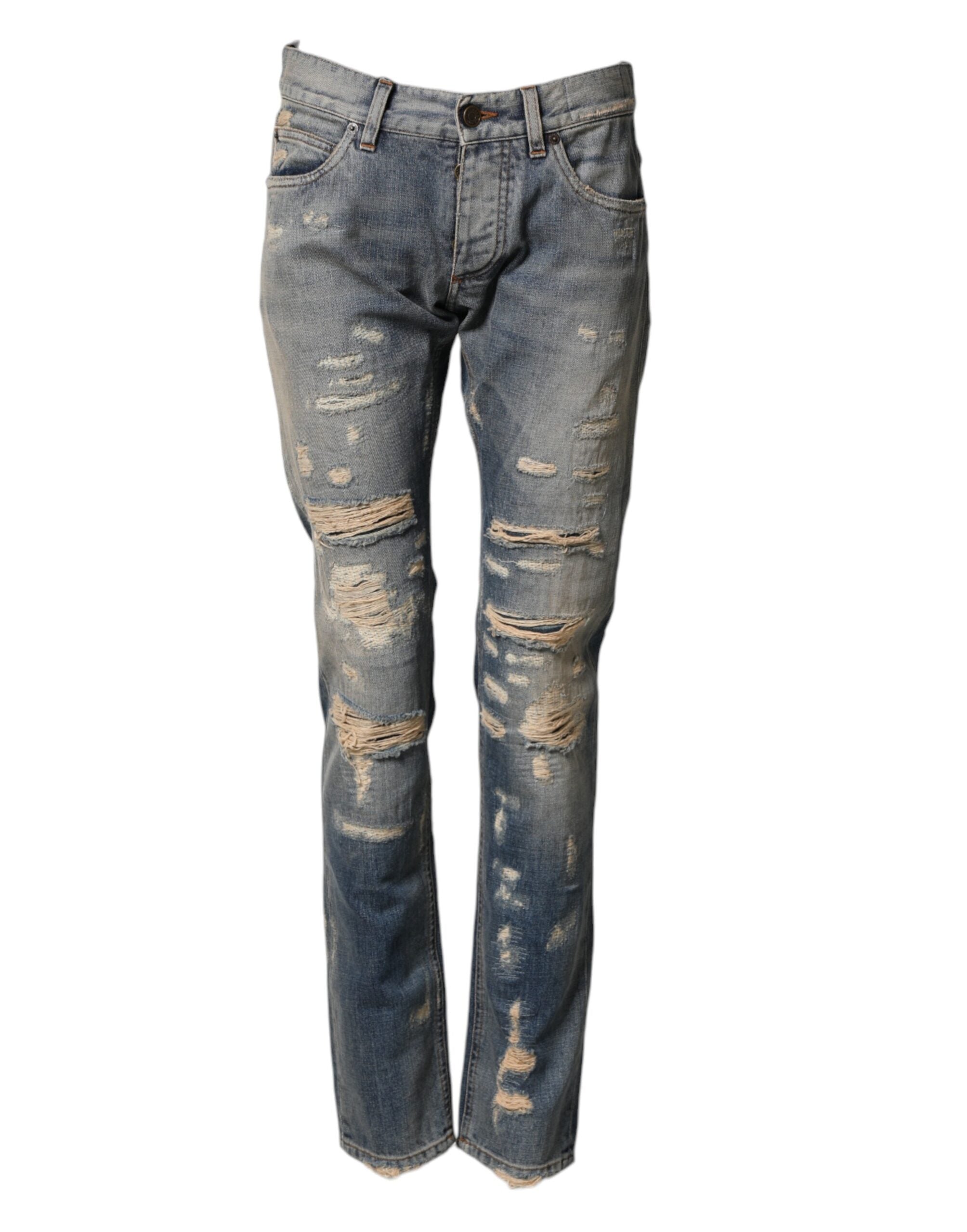 Blaue zerfetzte Skinny Jeans für Herren