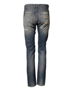 Blaue zerfetzte Skinny Jeans für Herren