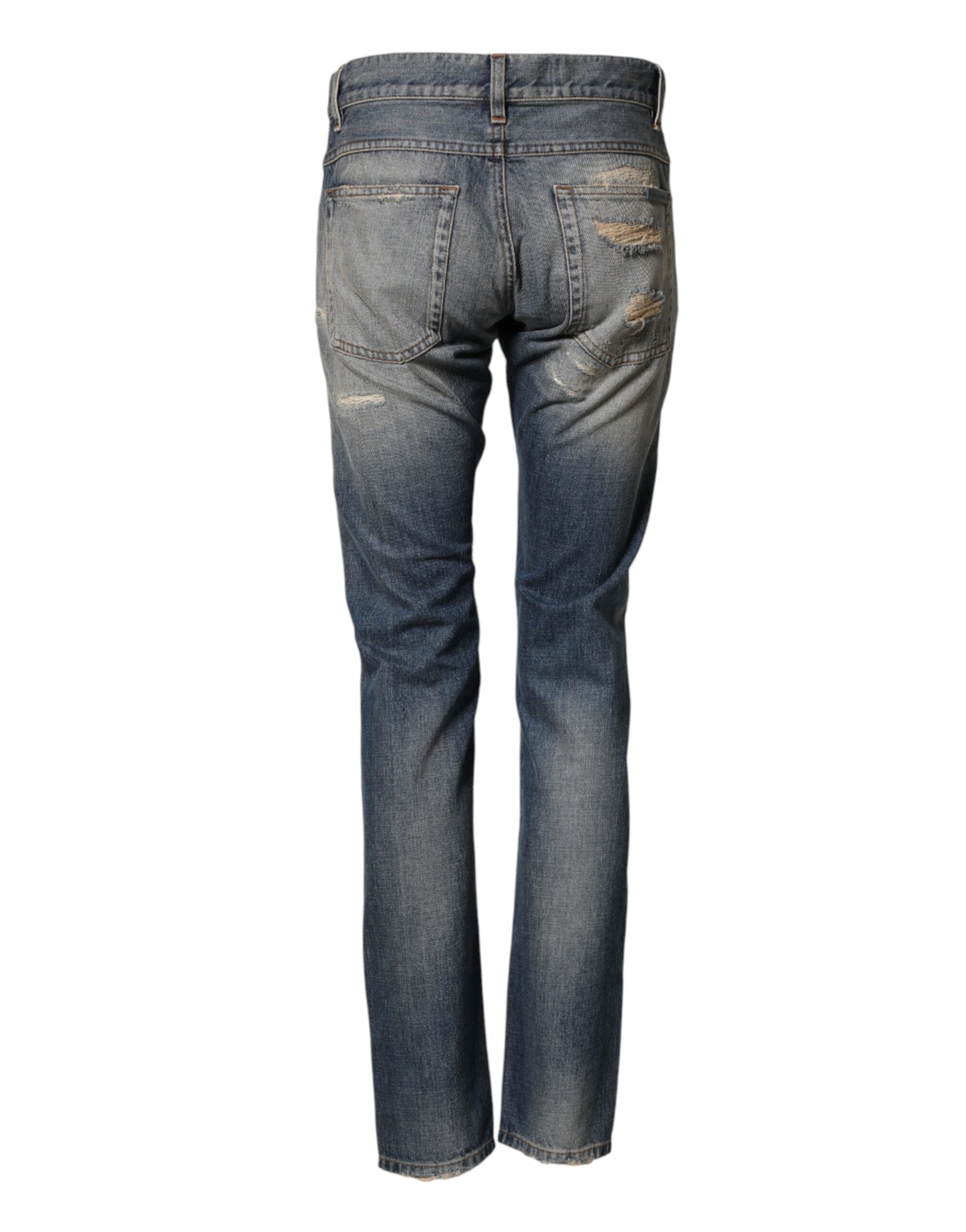 Blaue zerfetzte Skinny Jeans für Herren