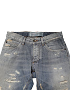 Blaue zerfetzte Skinny Jeans für Herren