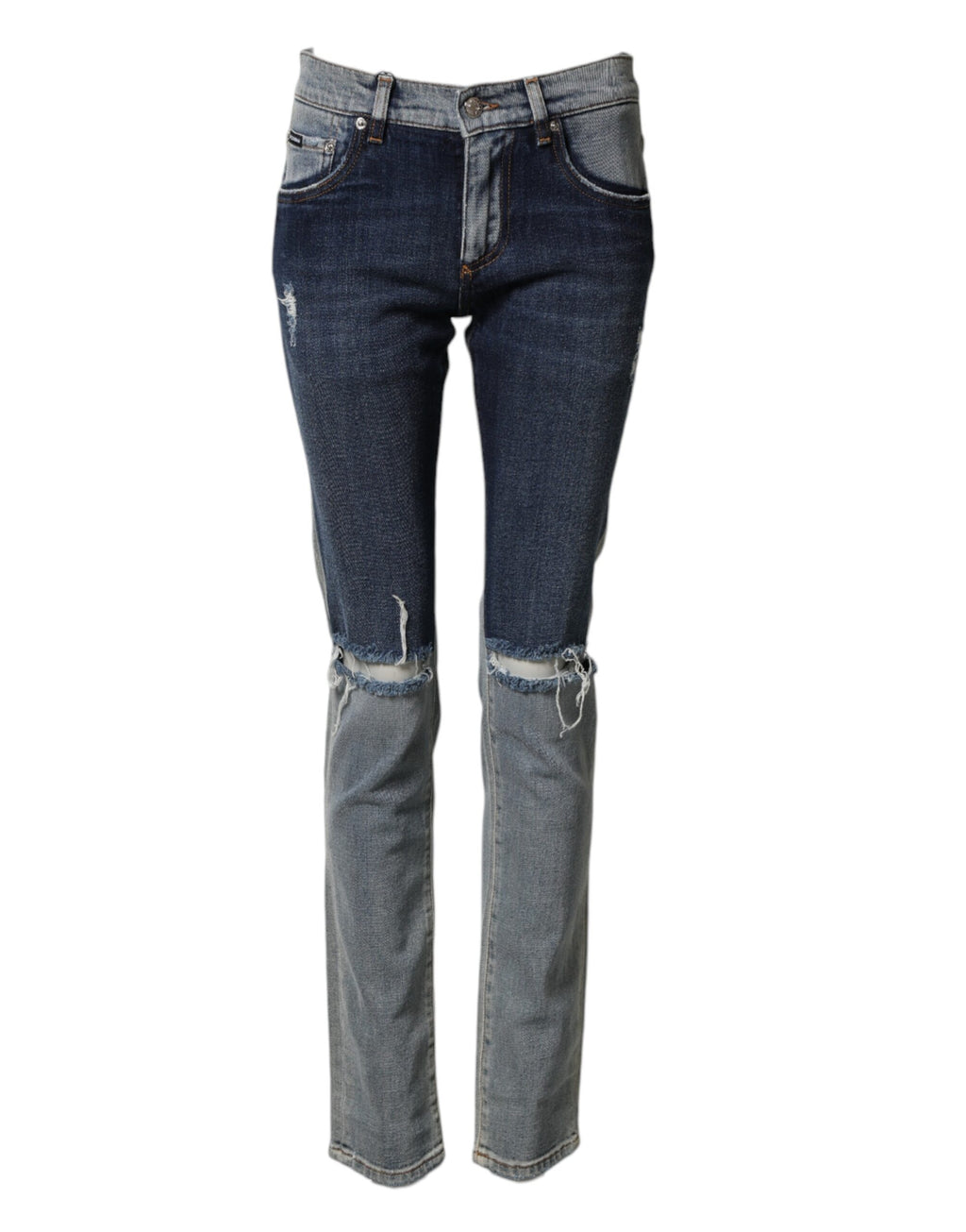 Blue Two Tone Cotton Men's Skinny Denim Jeans