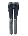Blue Two Tone Cotton Men's Skinny Denim Jeans