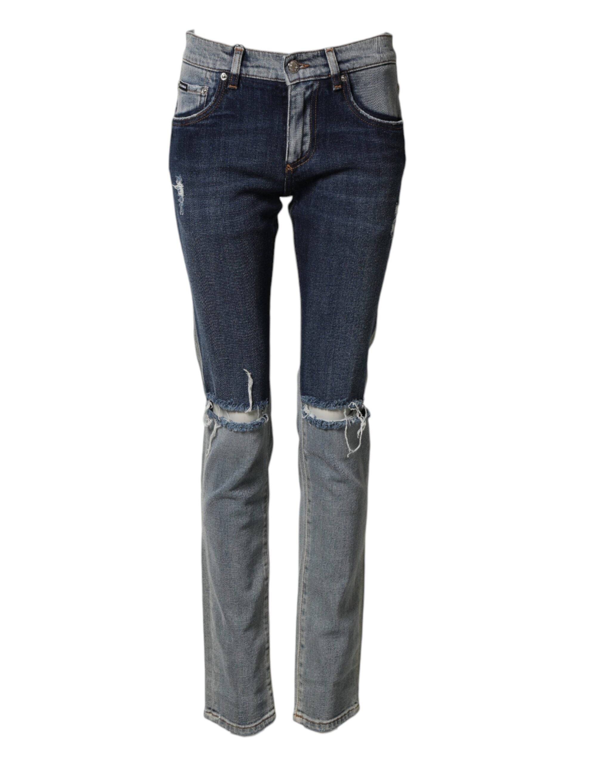 Blue Two Tone Cotton Men's Skinny Denim Jeans