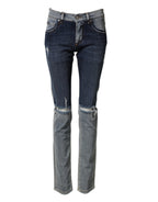 Blue Two Tone Cotton Men's Skinny Denim Jeans