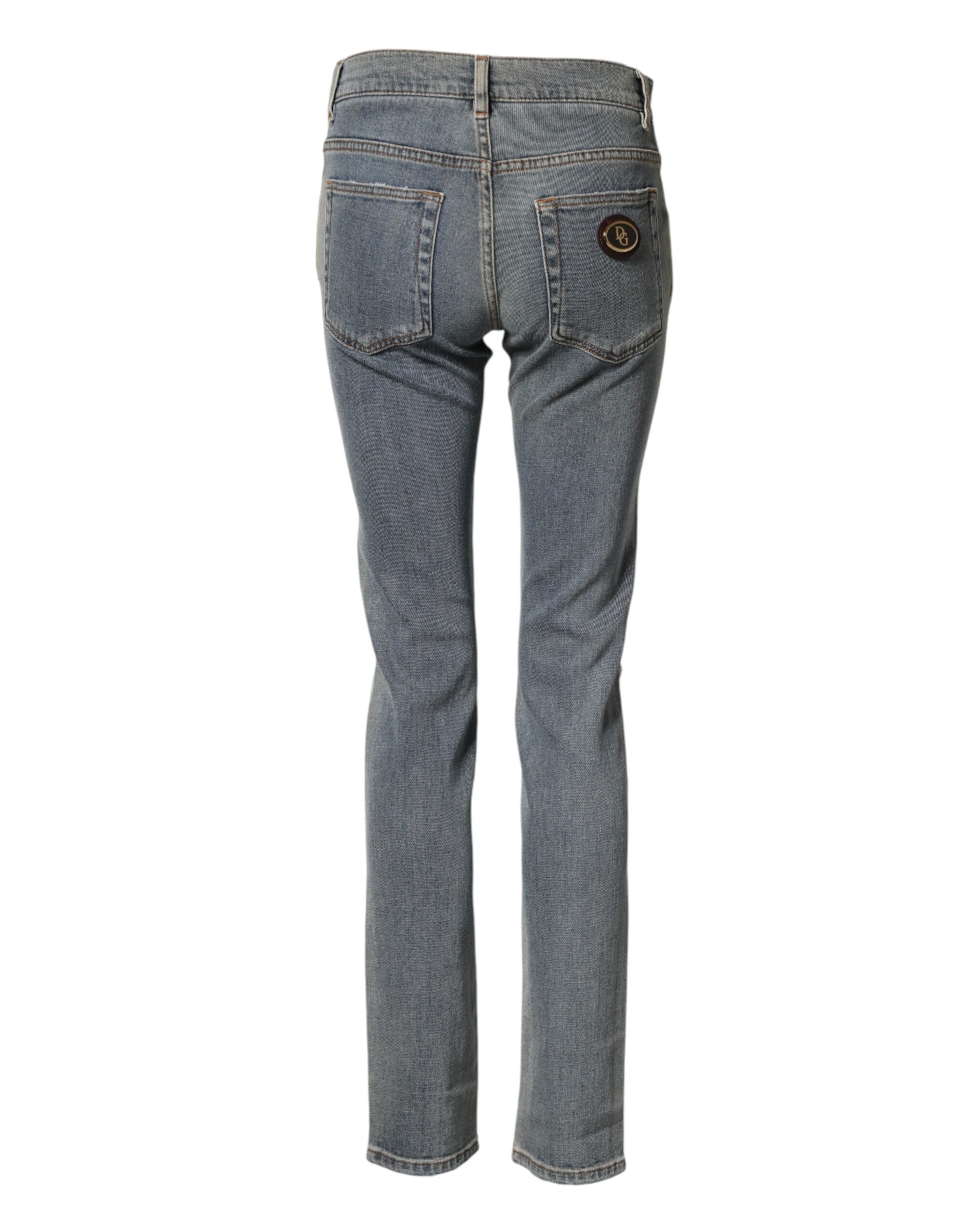Blue Two Tone Cotton Men's Skinny Denim Jeans