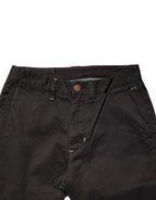 Dark Brown Cotton Stretch Straight Mid Waist Trouser Pants