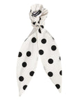 Scrunchie White Cotton Polka Dot Scarf Tie Accessory Hair
