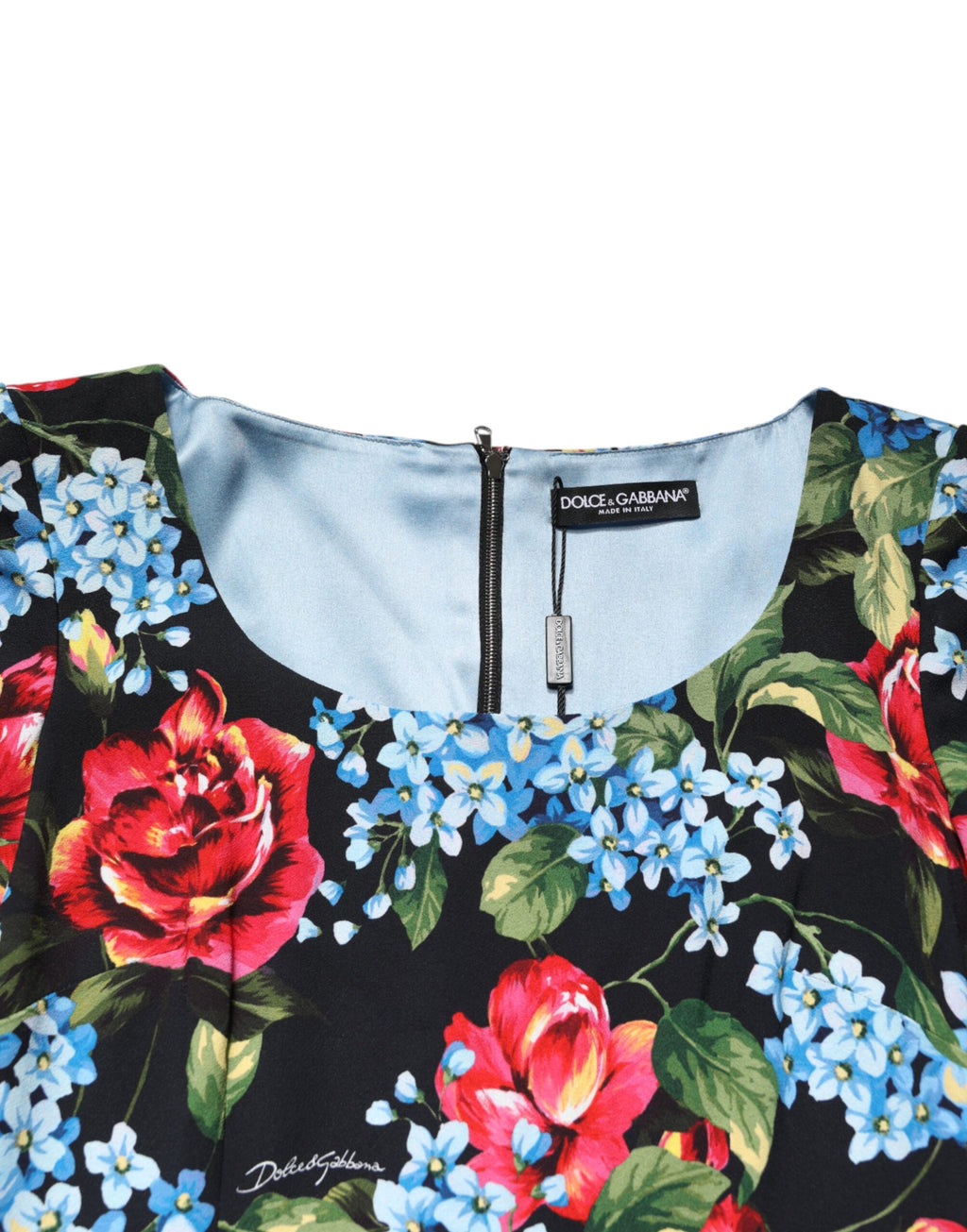 Schwarzes Midi-Bleistiftkleid aus Viskose mit Blumenmuster