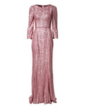 Pink Sequined Mermaid Long Gown Dress